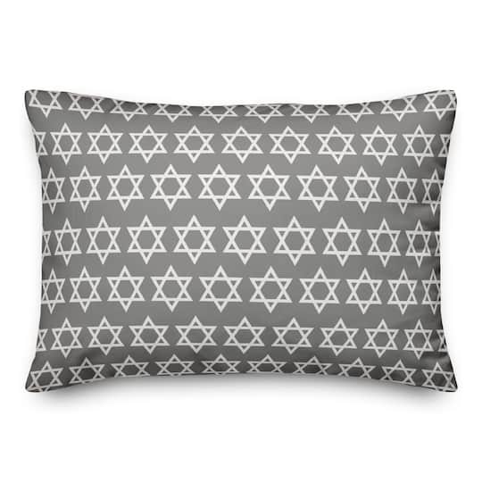 Gray Star of David Pattern 14x20 Spun Poly Pillow